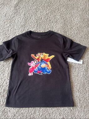 Kids Black Winnie the Pooh Character Graphic Tee